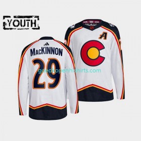 Colorado Avalanche Nathan MacKinnon 29 Adidas 2022-2023 Reverse Retro Wit Authentic Shirt - Kinderen